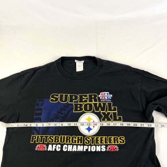 Vtg Y2K CSA Pittsburgh Steelers Super Bowl XL Graphic T-Shirt Size Large Black - Picture 7 of 8